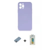 MARSİLYAN™- iPhone 12 Pro Max Kılıf Ahenk Serisi - Siyah Polymer Nano Ekran Koruyucu + Shine Kamera Lens Koruma Cam - GI