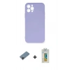 MARSİLYAN™- iPhone 12 Pro Max Kılıf Ahenk Serisi - Siyah Polymer Nano Ekran Koruyucu + Shine Kamera Lens Koruma Cam - SH