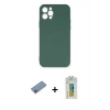 MARSİLYAN™- iPhone 12 Pro Max Kılıf Ahenk Serisi - Siyah Polymer Nano Ekran Koruyucu + Shine Kamera Lens Koruma Cam - PE