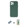 MARSİLYAN™- iPhone 12 Pro Max Kılıf Ahenk Serisi - Siyah Polymer Nano Ekran Koruyucu + Shine Kamera Lens Koruma Cam - GS