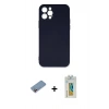 MARSİLYAN™- iPhone 12 Pro Max Kılıf Ahenk Serisi - Siyah Polymer Nano Ekran Koruyucu + Shine Kamera Lens Koruma Cam - PE