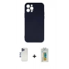 MARSİLYAN™- iPhone 12 Pro Max Kılıf Ahenk Serisi - Siyah Polymer Nano Ekran Koruyucu + Shine Kamera Lens - LT