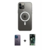 MARSİLYAN™- iPhone 12 Pro Max Kılıf Ahenk Yansıma Prime - Şeffaf 360 Full Body Arka Koruyucu + Neon Fosforlu Kamera Lens - MI
