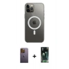 MARSİLYAN™- iPhone 12 Pro Max Kılıf Ahenk Yansıma Prime - Şeffaf 360 Full Body Arka Koruyucu + Neon Fosforlu Kamera Lens - SI