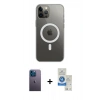 MARSİLYAN™- iPhone 12 Pro Max Kılıf Ahenk Yansıma Prime - Şeffaf Royal Nano Ekran Koruyucu + Neon Fosforlu Kamera Lens - MI