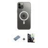 MARSİLYAN™- iPhone 12 Pro Max Kılıf Ahenk Yansıma Prime - Şeffaf Temperli Cam Ekran Koruyucu + Gümüş Shine Kamera Lens Koruma Cam