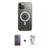 MARSİLYAN™- iPhone 12 Pro Max Kılıf Ahenk Yansıma Prime - Şeffaf Uv Polymer Nano Ekran Koruyucu + Neon Fosforlu Kamera Lens - BZ