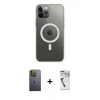 MARSİLYAN™- iPhone 12 Pro Max Kılıf Ahenk Yansıma Prime - Şeffaf Uv Polymer Nano Ekran Koruyucu + Neon Fosforlu Kamera Lens - YL
