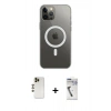 MARSİLYAN™- iPhone 12 Pro Max Kılıf Ahenk Yansıma Prime - Şeffaf Uv Polymer Nano Ekran Koruyucu + Shine Kamera Lens - GD