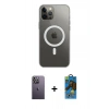 MARSİLYAN™- iPhone 12 Pro Max Kılıf Ahenk Yansıma Prime - Siyah 18D Cam Ekran Koruyucu + Neon Fosforlu Kamera Lens - BZ