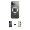 MARSİLYAN™- iPhone 12 Pro Max Kılıf Ahenk Yansıma Prime - Siyah 20D Premium Cam Ekran Koruyucu + Neon Fosforlu Kamera Lens - MI