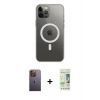 MARSİLYAN™- iPhone 12 Pro Max Kılıf Ahenk Yansıma Prime - Siyah 20D Premium Cam Ekran Koruyucu + Neon Fosforlu Kamera Lens - SI