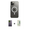 MARSİLYAN™- iPhone 12 Pro Max Kılıf Ahenk Yansıma Prime - Siyah 20D Premium Cam Ekran Koruyucu + Neon Fosforlu Kamera Lens - YL