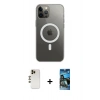 MARSİLYAN™- iPhone 12 Pro Max Kılıf Ahenk Yansıma Prime - Siyah 34D Izgaralı Cam + Gold Shine Kamera Lens