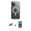 MARSİLYAN™- iPhone 12 Pro Max Kılıf Ahenk Yansıma Prime - Siyah 34D Izgaralı Cam + Mavi Renkli Kamera Lens Koruma Cam