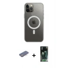 MARSİLYAN™- iPhone 12 Pro Max Kılıf Ahenk Yansıma Prime - Siyah 360 Mat Full Body Arka Koruyucu + Mavi Renkli Kamera Lens Koruma Cam