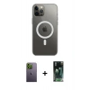 MARSİLYAN™- iPhone 12 Pro Max Kılıf Ahenk Yansıma Prime - Siyah 360 Mat Full Body Arka Koruyucu + Neon Fosforlu Kamera Lens - YL
