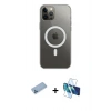 MARSİLYAN™- iPhone 12 Pro Max Kılıf Ahenk Yansıma Prime - Siyah 3D Antistatik Cam Ekran Koruyucu + Shine Kamera Lens Koruma Cam - MI