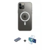 MARSİLYAN™- iPhone 12 Pro Max Kılıf Ahenk Yansıma Prime - Siyah 3D Antistatik Cam Ekran Koruyucu + Renkli Kamera Lens Koruma Cam - YL
