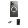 MARSİLYAN™- iPhone 12 Pro Max Kılıf Ahenk Yansıma Prime - Siyah 3D Antistatik Hayalet Cam Ekran Koruyucu + Renkli Kamera Lens Koruma Cam - TU
