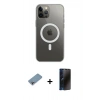 MARSİLYAN™- iPhone 12 Pro Max Kılıf Ahenk Yansıma Prime - Siyah 3D Antistatik Hayalet Cam Ekran Koruyucu + Shine Kamera Lens Koruma Cam - GI