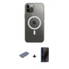 MARSİLYAN™- iPhone 12 Pro Max Kılıf Ahenk Yansıma Prime - Siyah 3D Antistatik Hayalet Cam Ekran Koruyucu + Renkli Kamera Lens Koruma Cam - MI