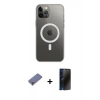 MARSİLYAN™- iPhone 12 Pro Max Kılıf Ahenk Yansıma Prime - Siyah 3D Antistatik Hayalet Cam Ekran Koruyucu + Metal Kamera Lens Koruma Cam - GD