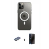 MARSİLYAN™- iPhone 12 Pro Max Kılıf Ahenk Yansıma Prime - Siyah 3D Antistatik Hayalet Cam Ekran Koruyucu + Renkli Kamera Lens Koruma Cam - YL