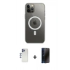MARSİLYAN™- iPhone 12 Pro Max Kılıf Ahenk Yansıma Prime - Siyah 3D Antistatik Hayalet Cam Ekran Koruyucu + Shine Kamera Lens - LT