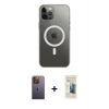 MARSİLYAN™- iPhone 12 Pro Max Kılıf Ahenk Yansıma Prime - Siyah 6D Mat Seramik Hayalet Nano Ekran Koruyucu + Neon Fosforlu Kamera Lens - SI