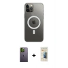 MARSİLYAN™- iPhone 12 Pro Max Kılıf Ahenk Yansıma Prime - Siyah 6D Mat Seramik Hayalet Nano Ekran Koruyucu + Yeşil Neon Fosforlu Kamera Lens