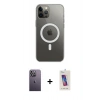 MARSİLYAN™- iPhone 12 Pro Max Kılıf Ahenk Yansıma Prime - Siyah Joko 5D Cam + Neon Fosforlu Kamera Lens - BZ