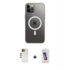 MARSİLYAN™- iPhone 12 Pro Max Kılıf Ahenk Yansıma Prime - Siyah Joko 5D Cam + Gold Shine Kamera Lens