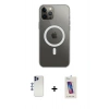 MARSİLYAN™- iPhone 12 Pro Max Kılıf Ahenk Yansıma Prime - Siyah Joko 5D Cam + Lacivert Shine Kamera Lens