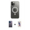 MARSİLYAN™- iPhone 12 Pro Max Kılıf Ahenk Yansıma Prime - Siyah Joko 5D Cam + Neon Fosforlu Kamera Lens - MI