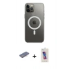 MARSİLYAN™- iPhone 12 Pro Max Kılıf Ahenk Yansıma Prime - Siyah Joko 5D Cam + Mavi Renkli Kamera Lens Koruma Cam