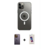 MARSİLYAN™- iPhone 12 Pro Max Kılıf Ahenk Yansıma Prime - Siyah Joko 5D Cam + Neon Fosforlu Kamera Lens - SI