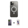 MARSİLYAN™- iPhone 12 Pro Max Kılıf Ahenk Yansıma Prime - Siyah Joko 5D Cam + Neon Fosforlu Kamera Lens - YL