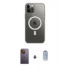 MARSİLYAN™- iPhone 12 Pro Max Kılıf Ahenk Yansıma Prime - Siyah Joko Magic 5D Cam + Neon Fosforlu Kamera Lens - SI