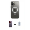 MARSİLYAN™- iPhone 12 Pro Max Kılıf Ahenk Yansıma Prime - Siyah Joko Magic 5D Cam + Neon Fosforlu Kamera Lens - TU