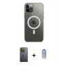 MARSİLYAN™- iPhone 12 Pro Max Kılıf Ahenk Yansıma Prime - Siyah Joko Magic 5D Cam + Neon Fosforlu Kamera Lens - YL
