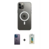 MARSİLYAN™- iPhone 12 Pro Max Kılıf Ahenk Yansıma Prime - Siyah Polymer Nano Ekran Koruyucu + Neon Fosforlu Kamera Lens - MI