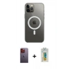 MARSİLYAN™- iPhone 12 Pro Max Kılıf Ahenk Yansıma Prime - Siyah Polymer Nano Ekran Koruyucu + Neon Fosforlu Kamera Lens - TU