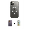 MARSİLYAN™- iPhone 12 Pro Max Kılıf Ahenk Yansıma Prime - Siyah Polymer Nano Ekran Koruyucu + Sarı Neon Fosforlu Kamera Lens