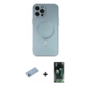 MARSİLYAN™- iPhone 12 Pro Max Kılıf Akış Minimal Özel Seri - Şeffaf 360 Full Body Arka Koruyucu + Mavi Shine Kamera Lens Koruma Cam