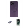 MARSİLYAN™- iPhone 12 Pro Max Kılıf Akış Minimal Özel Seri - Şeffaf 360 Full Body Arka Koruyucu + Turuncu Renkli Kamera Lens Koruma Cam