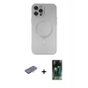 MARSİLYAN™- iPhone 12 Pro Max Kılıf Akış Minimal Özel Seri - Şeffaf 360 Full Body Arka Koruyucu + Turuncu Renkli Kamera Lens Koruma Cam
