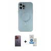 MARSİLYAN™- iPhone 12 Pro Max Kılıf Akış Minimal Özel Seri - Şeffaf Royal Nano Ekran Koruyucu + Neon Fosforlu Kamera Lens - TU