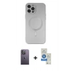 MARSİLYAN™- iPhone 12 Pro Max Kılıf Akış Minimal Özel Seri - Şeffaf Royal Nano Ekran Koruyucu + Neon Fosforlu Kamera Lens - BZ