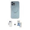 MARSİLYAN™- iPhone 12 Pro Max Kılıf Akış Minimal Özel Seri - Şeffaf Royal Nano Ekran Koruyucu + Shine Kamera Lens - LT
